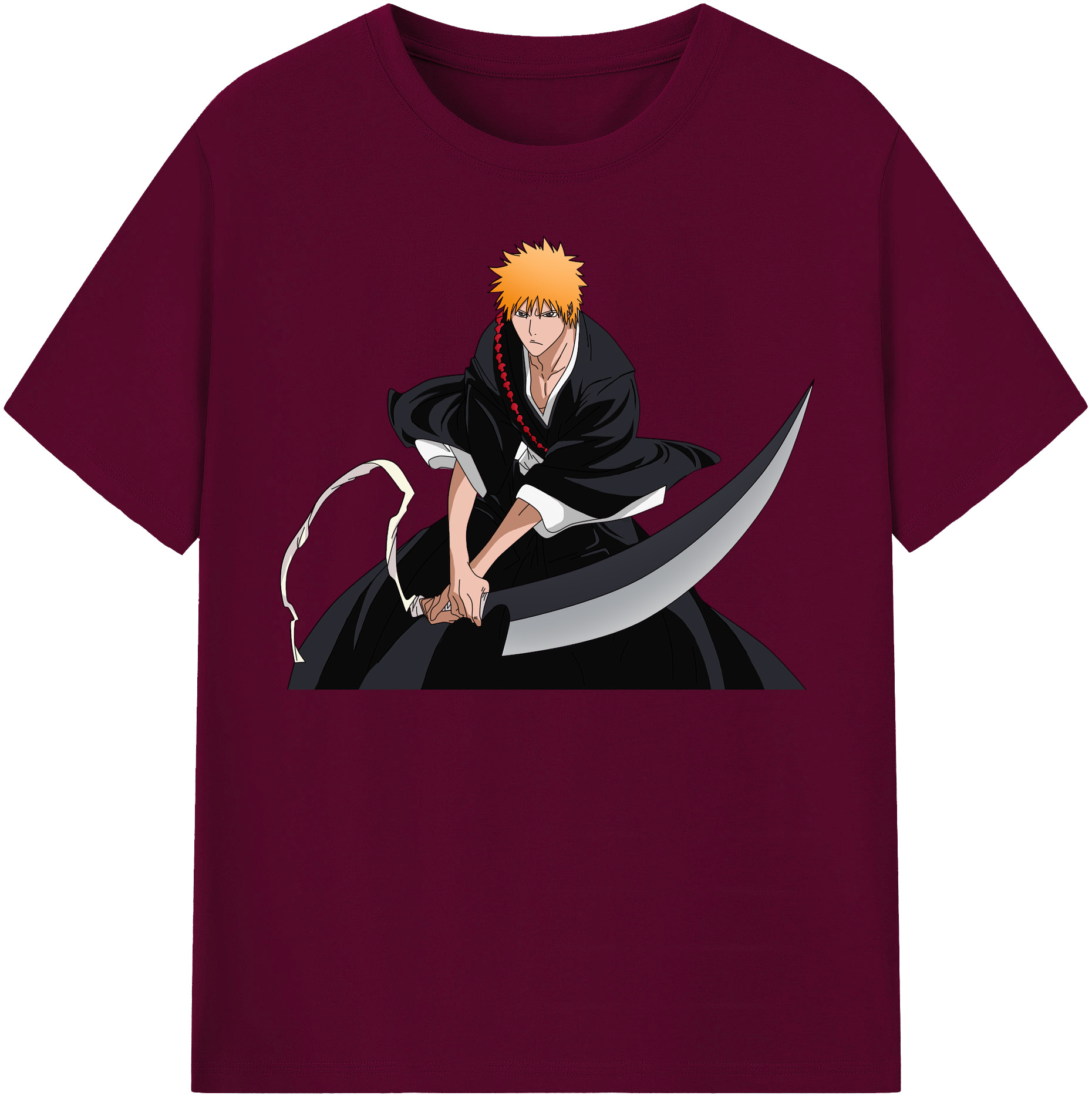 （画像用） ブリーチ 黒崎一護（くろさき いちご）BLEACH Kurosaki Ichigo レディースカジュアルプリントTシャツ（綿100％）